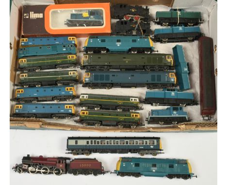 Lima &amp; Jouef OO. Group of British Steam &amp; Diesel Loco's. To include Lima BR Blue / Grey class 117 power car, Lima BR 