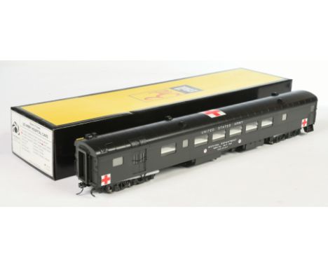 Sunset Models 89367 O Gauge 2-Rail US Army Hospital Car. Appears unused. Conditions: Mint in Excellent box.