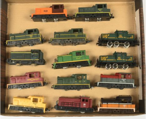 Lima, Jouef &amp; other HO. Group of unboxed Diesel Loco's. To include Lima 0-4-0 SNCF Red / Grey 501 Shunter, Jouef RBR Gree