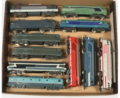 Jouef &amp; Lima HO. Group of SNCF Overhead Electric &amp; Diesel Loco's. To include Jouef Two Tone Blue / White 72001 Diesel