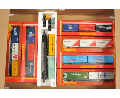 Hornby (GB) OO &amp; Lima Group of Container Wagons - 2x R.020, R.035, R.036, R.030, R.204 &amp; Lima Freightliner Container 