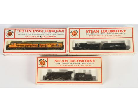 Bachmann N Gauge mixed group of Locomotives to include Ref 51-665-01 DD40X Diesel Locomotive No. 6926 "Union Pacific" and oth