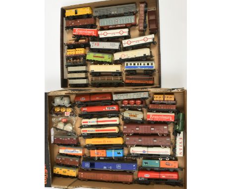 Lima, Jouef &amp; others HO. Mixed group of unboxed wagons. To include lima FS open with coal load, Lima 2 bay hopper, Electr