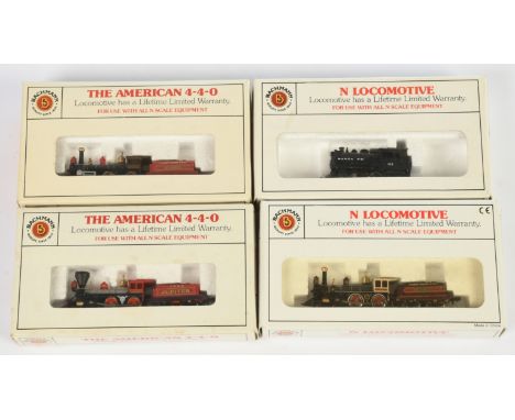 Bachmann N Gauge group of Steam Locomotives to include Ref 51-526-02 Docksider 0-4-0 Switcher Locomotive No. 116 "Santa Fe" a