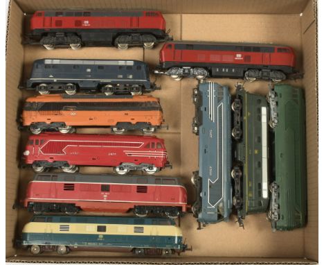 Lima, Fobbi &amp; Jouef HO. Group of unboxed Diesel Loco's. To include Lima DB Red / Grey 216 011-7, Fobbi SNCF Green 67007, 