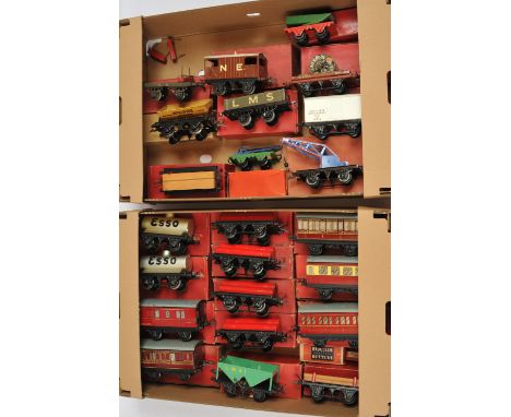Hornby O Gauge Wagons - Qty 23, To Include Sir Robert McAlpine hopper and Esso tanker Wagons. Conditions: Generally Excellent