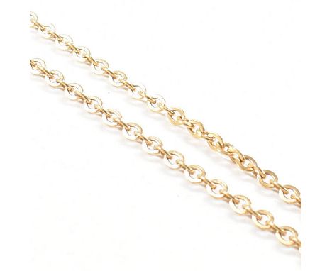 A vintage 18ct yellow gold chain necklace. The chain comprised of uniform flat oval cable links united by a spring ring clasp