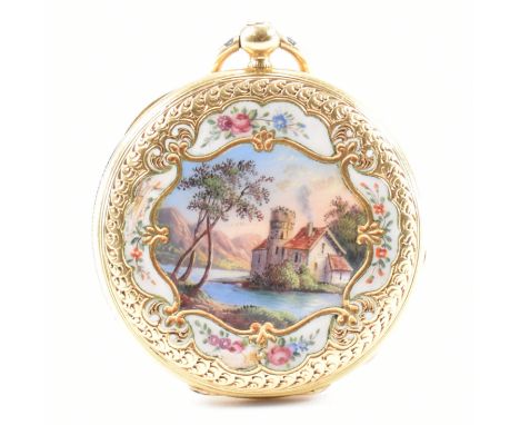 A 19th Century early Patek &amp; Cie gold and enamel fob watch circa 1846. The Patek &amp; Cie ( Patek Philippe&nbsp;) watch 