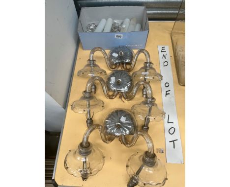 THREE TWO LIGHT LUSTRE WALL BRACKETS