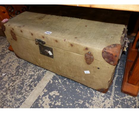 A VINTAGE TRUNK, SIGNED E.K. SPURWAY. 