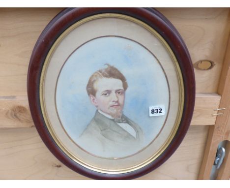 A WATERCOLOUR PORTRAIT OF AN EDWARDIAN GENTLEMAN