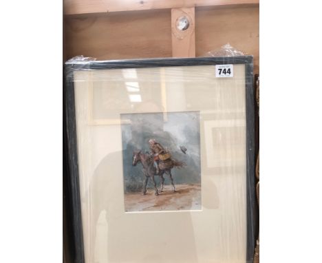 SIR ROBERT FRANKLAND-RUSSELL ( 1784-1849), A WINDSWEPT HORSEMAN GOING TO MARKET, WATERCOLOUR, INITIALLED F R LOWER LEFT.   18