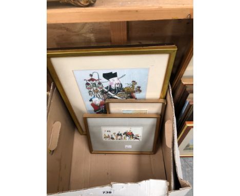 VARIOUS ORIENTAL PRINTS TOGETHER WITH A MOTHER OF PEARL INLAID PANEL AND A GREEK ICON (5)