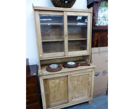 A VINTAGE OAK GLAZED DRESSER 