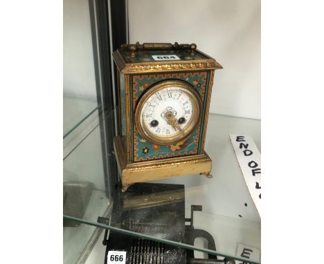 A JAPY STRIKING MANTEL CLOCK IN A SIMULATED CLOISONNE CASE