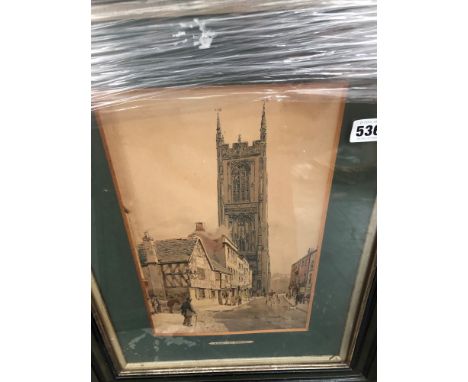 A PRINT OF A VIEW OF DERBY, TOGETHER WITH A PHOTOGRAPHIC PORTRAIT AND TWO SCENES OF NATIVE AMERICAN LIFE (4)