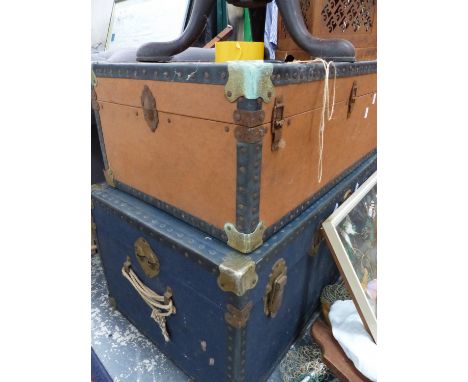 TWO VINTAGE CABIN TRUNKS 
