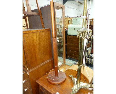 A RETRO TEAK STANDARD LAMP. 