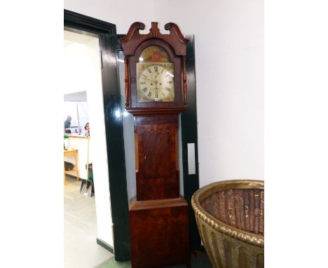 A 19th CENTURY MAHOGANY CASED LONG CASE CLOCK. 