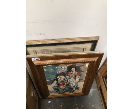 TWO VINTAGE OILS ON CANVAS AND A FACSIMILE OF THE UNITED STATES CONSTITUTION 