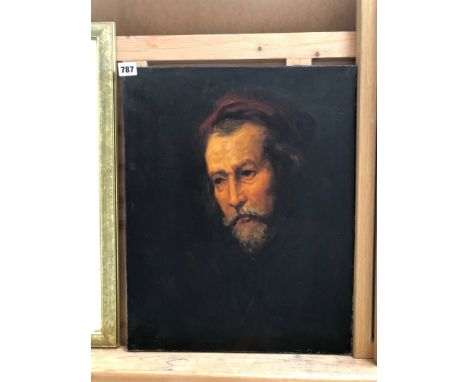 OIL ON CANVAS UNFRAMED PORTRAIT OF A BEARDED MAN 20th C. 50 x 40 cm