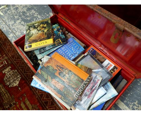 A LARGE METAL TRUNK FULL OF BOOKS. 
