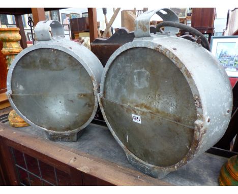 A PAIR OF VINTAGE BULLFINCH GAS SPOTLIGHTS.