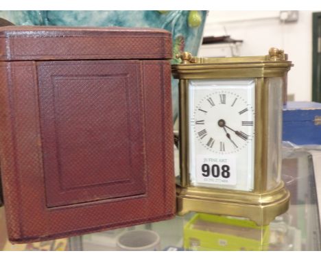 A BRASS CASED CARRIAGE CLOCK