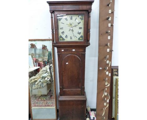 A 19th C. OAK AND MAHOGANY CASED 30 HOUR LONG CASED CLOCK 