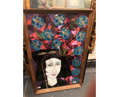 A MIXED MEDIA 20th C. PORTRAIT OF A FEMALE 68 x 42cm