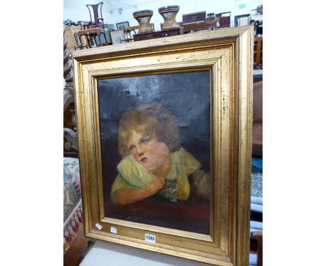 OIL ON CANVAS, PORTRAIT OF A GIRL WITH KITTEN. 