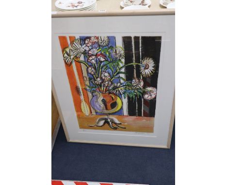 John Watson, lithograph, Interior with flowers, signed, 3/250, 65 x 49cmCONDITION: Good clean condition.
