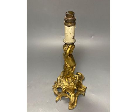 A 19th century ormolu figural lamp stem, 21cm excluding light fittingCONDITION: Good condition