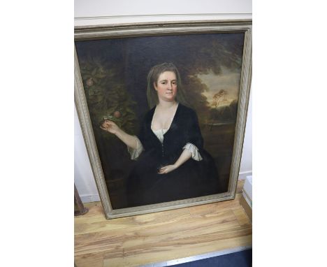 Charles Jervas (1675-1739)- oil on canvas, Portrait of Susannah Hedges Edmonds, in the grounds of Hendon Hall, circa 1724, 12
