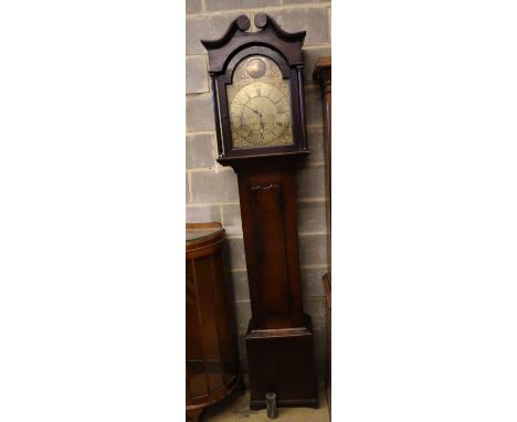 A George III oak thirty hour longcase clock, by Blacket Wallace of Brampton, height 240cm