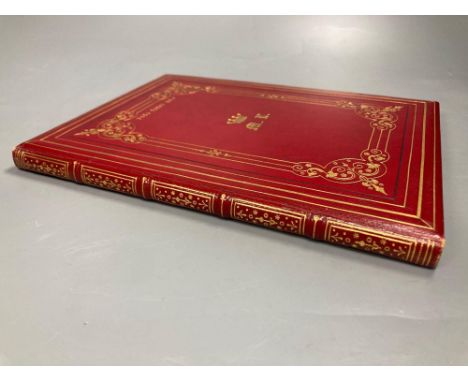 Lindsay family, 1866 red and gilt tooled calf bound, hand written, poem and drawingsCONDITION: Some pages have a little foxin