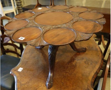 A George III mahogany supper table, now cut down, width 72cm height 42cmCONDITION: Dramatically reduced in height, top is a f