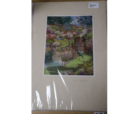 R. A. Stone (20th century), 'Rock Garden' and 'Lost', signed, watercolour and four other small unframed watercolour drawings,