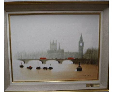 Anthony Robert Klitz (1917-2000), Westminster Bridge, 1972, oil on canvas, signed, 34 x 44cmCONDITION: Some light dirt marks 