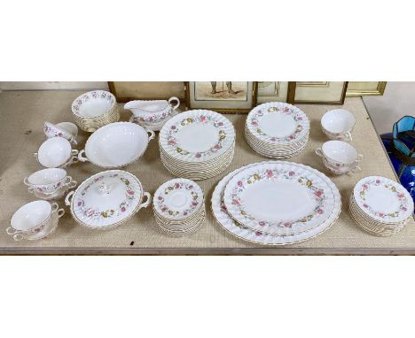 A Royal Doulton dinner service, 'Rosell' patternCONDITION: One tureen missing a cover. Otherwise some light scratching partic