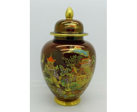 A Carlton Ware Rouge Royale lustre ginger jar, 17cm