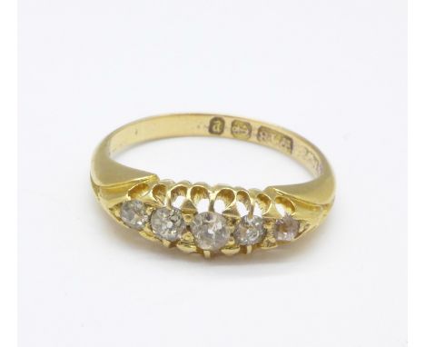 A Victorian 18ct gold and diamond ring, Birmingham 1898, 2.8g, K