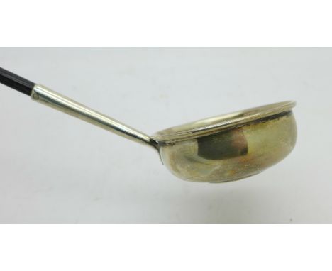 A toddy ladle with whale bone handle and inserted George II coin