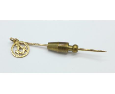 A 9ct gold Masonic stick pin