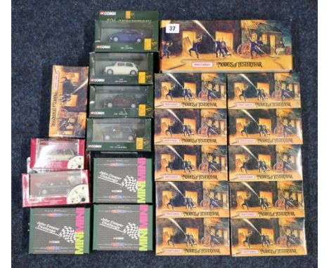 Twelve Matchbox Models of Yesteryear, fire engine series and nine Corgi Minis, all boxed