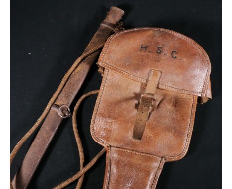 Hawkes & Co of London leather sword and scabbard case initialled HSG for Hugh Steuart GladstoneProvenance Capenoch House