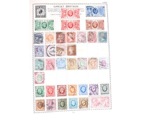 GB and World used stamp collection in one 1930's album including three Victorian 1d reds, tupenny blue, George V  5 shilling 