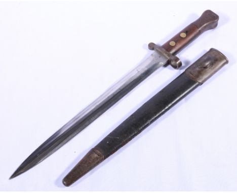 United Kingdom bayonet pattern 1888 with medial ribbed blade, the fuller stamped VR 9 '92 (September 1892) Wilkinson London w