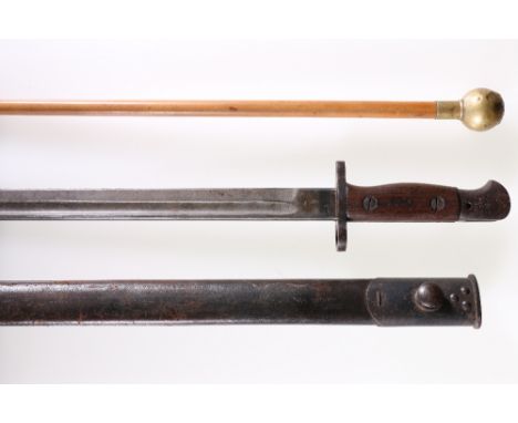 British 1907 pattern sword bayonet, the ricasso stamped ER crown 5 08 (May 1908) Wilkinson, blade length 43cm with scabbard m