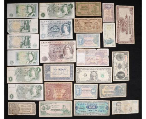 Bank of England £10 banknote portrait issue C41 644761 BE155c, £5 banknote portrait issue C50 659864 BE99b, seven £1 banknote